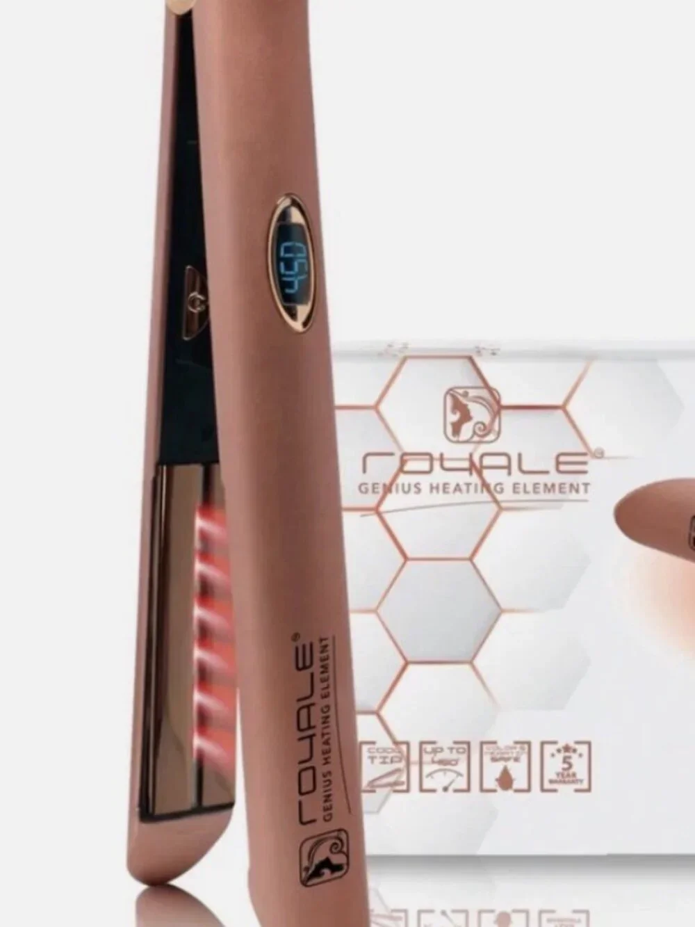 NEW Flat Iron Gladiator Genius Hair Straightener Cool Tip Rose Gold 1.25”